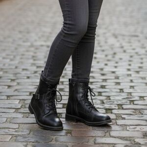 Women's Black Lace-Up Ankle ID Required Boots